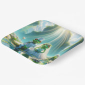 Bruid en bruidegom kikkers op Lily Pad Papieren Bordje (Gebogen)