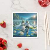 Bruid en bruidegom kikkers op Lily Pad Servet (Insitu)