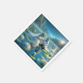 Bruid en bruidegom kikkers op Lily Pad Servet (Hoek)