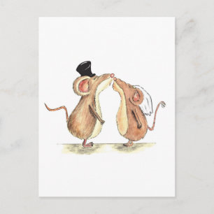 Bruid en bruidegom - Kissing Muizen - Cadeau voor  Briefkaart