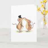 Bruid en bruidegom - Kissing Muizen - Cadeau voor Kaart (Gele Bloem)
