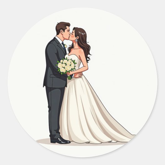Bruid en bruidegom kussen Sticker (Voorkant)