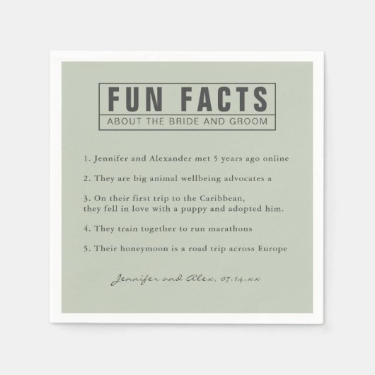 Bruid en bruidegom Leuke Feiten Eucalyptus Groenbo Servet (Voorkant)