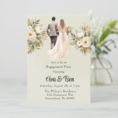 Bruid en bruidegom licht groen verlovingsfeest kaart (Staand voorkant)