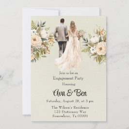 Bruid en bruidegom licht groen verlovingsfeest kaart