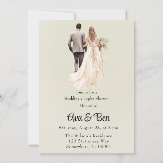 Bruid en bruidegom licht groene bruiloft paren dou kaart (Voorkant)