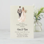Bruid en bruidegom licht groene bruiloft paren dou kaart (Staand voorkant)