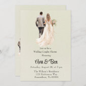 Bruid en bruidegom licht groene bruiloft paren dou kaart (Voorkant / Achterkant)