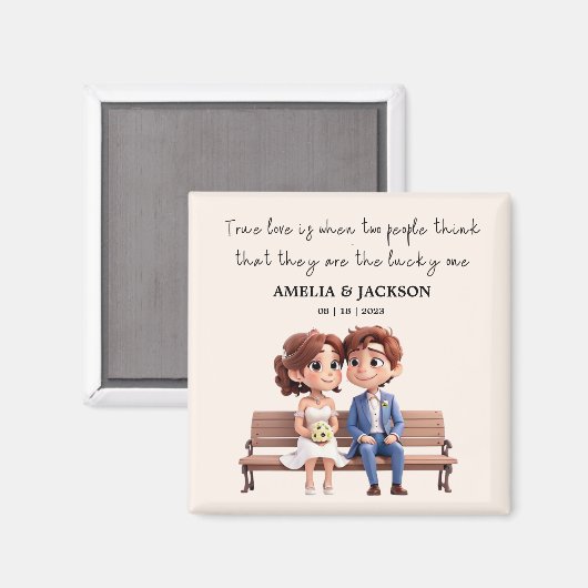 Bruid en bruidegom Liefde Quotes Bruiloft gunsten Magneet (Voorkant / Achterkant)
