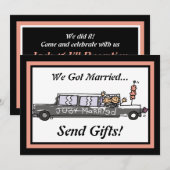 Bruid en bruidegom Limo weglopen / Ontvangst Kaart (Voorkant / Achterkant)