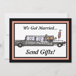 Bruid en bruidegom limousine elopement / receptie kaart