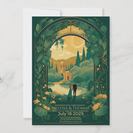 Bruid en bruidegom met bruin haar kaart (Voorkant)