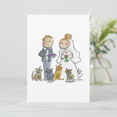 Bruid en bruidegom met katten kaart (Staand voorkant)