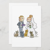 Bruid en bruidegom met katten kaart (Voorkant / Achterkant)