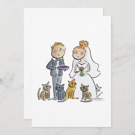 Bruid en bruidegom met katten kaart (Voorkant / Achterkant)