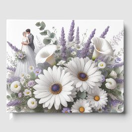 Bruid en bruidegom met madeliefjes, Lavendel Gastenboek