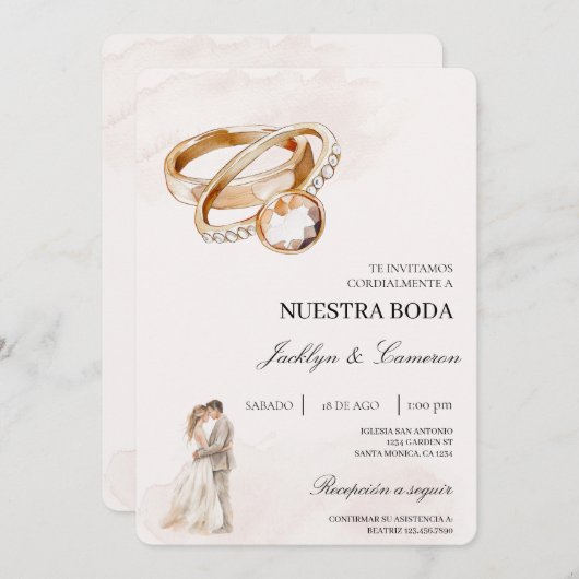 Bruid en bruidegom met ring Spaanse bruiloft Kaart (Voorkant / Achterkant)