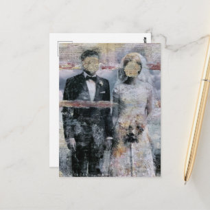 Bruid en Bruidegom Mixed Media Collage Briefkaart