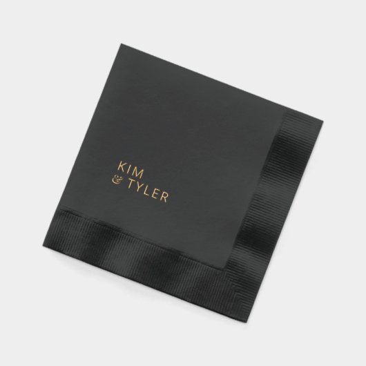 Bruid en bruidegom moderne typografie bruiloft folie servetten (Links)