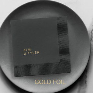 Bruid en bruidegom moderne typografie bruiloft folie servetten