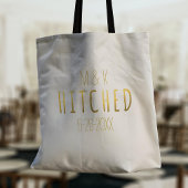 Bruid en bruidegom Monogram Hitched Wedding Canvas Tote Bag