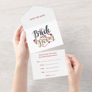 Bruid en Bruidegom na Elopement Party All In One Uitnodiging