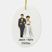 Bruid en bruidegom Namen Bruiloft Favor Keramisch Ornament (Voorkant)