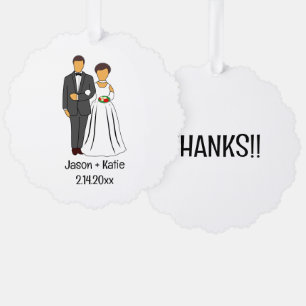 Bruid en bruidegom Namen Bruiloft Favor Ornament Kaart