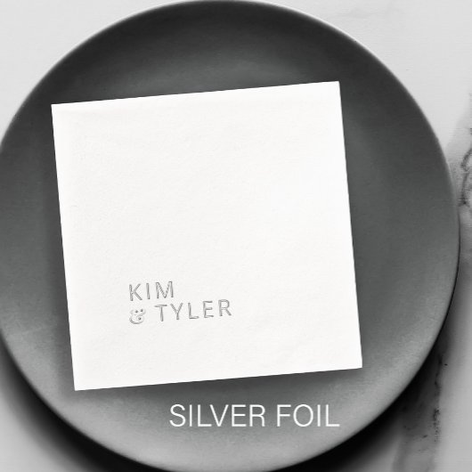 Bruid en bruidegom namen eenvoudige typografie bru folie servetten