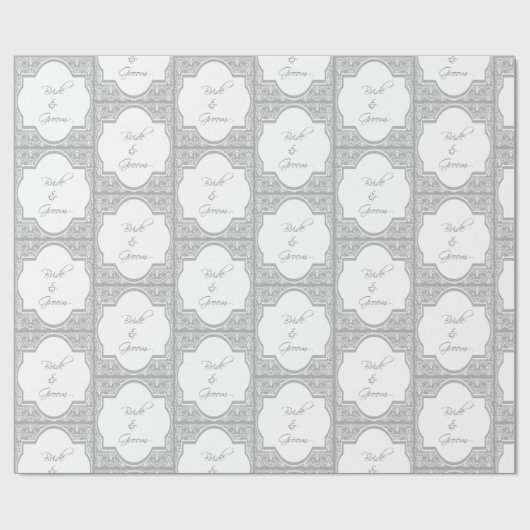 Bruid en Bruidegom Omlijst Bruiloft Cadeaupapier (Vlak)