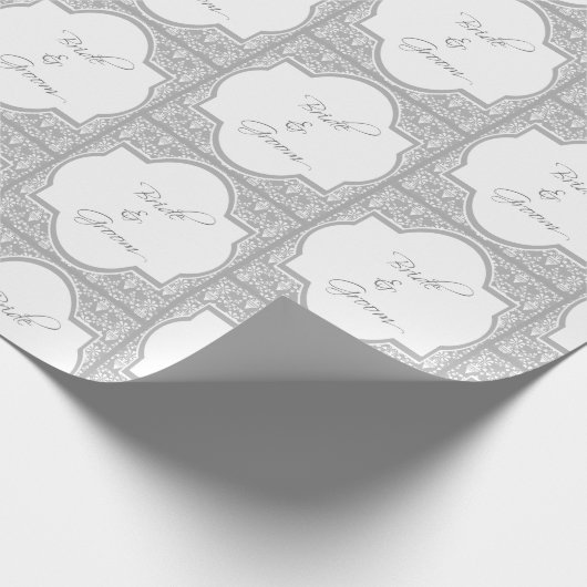 Bruid en Bruidegom Omlijst Bruiloft Cadeaupapier (Hoek)