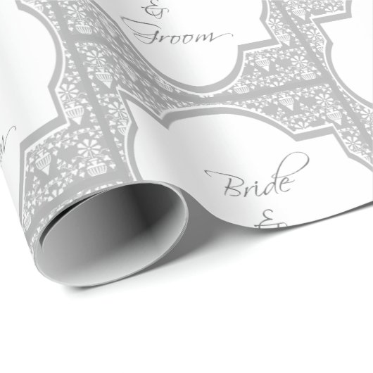 Bruid en Bruidegom Omlijst Bruiloft Cadeaupapier (Rol Hoek)