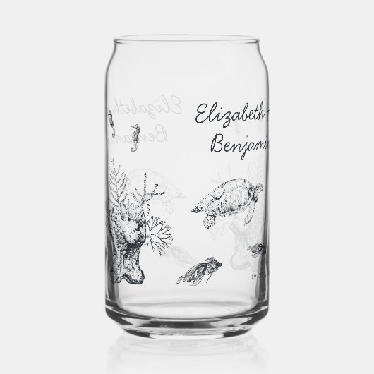 Bruid en bruidegom onder water Sealife Beach bruil Blikvorm Glas (Voorkant)