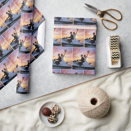 Bruid en Bruidegom op een Jetski Cadeaupapier (Crafts)