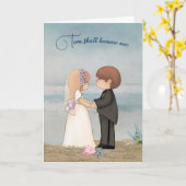 Bruid en Bruidegom op een Strand Kaart (Gele Bloem)