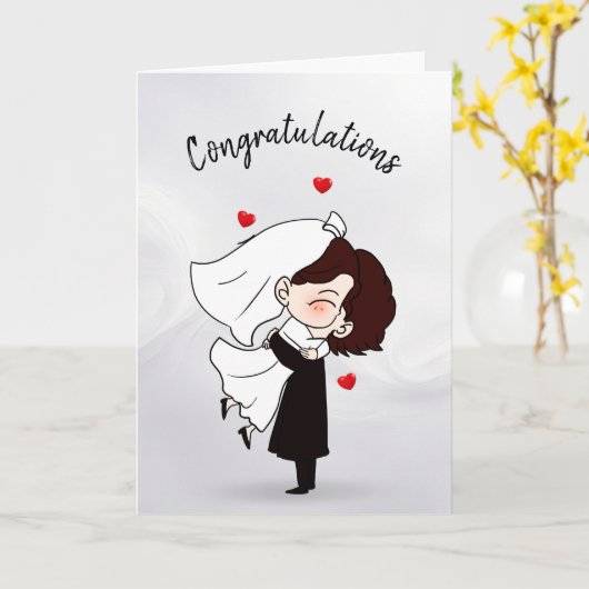 Bruid en bruidegom op wit Abstract Kaart (Gele Bloem)