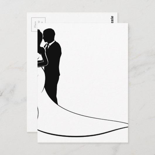 Bruid en bruidegom paar bruiloft silhouet briefkaart (Voorkant / Achterkant)