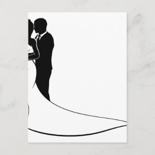 Bruid en bruidegom paar bruiloft silhouet briefkaart