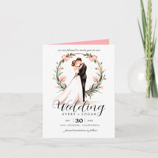 Bruid en bruidegom paar waterverf bruiloft (Voorkant)