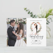 Bruid en bruidegom paar waterverf bruiloft kaart (Staand voorkant)