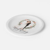 Bruid en bruidegom paar waterverf bruiloft papieren bordje (Gekanteld)