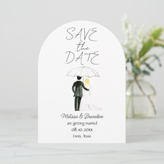 Bruid en bruidegom paar Waterverf rustieke bruilof Kaart (Staand voorkant)