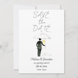 Bruid en bruidegom paar Waterverf rustieke bruilof Kaart