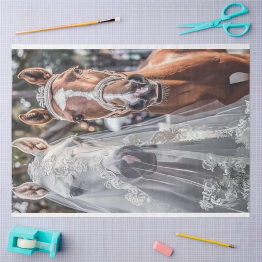 Bruid en bruidegom Paarden Getting Married Tissuepapier (Craft)