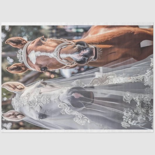 Bruid en bruidegom Paarden Getting Married Tissuepapier (Voorkant)