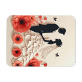 Bruid en bruidegom papier kunst met bloemen magneet (Horizontaal)