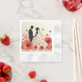 Bruid en bruidegom papierkunst met bloemen servet (Insitu)