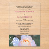 Bruid en bruidegom Pastel Pink Rose Love Clear Acryl Uitnodigingen (Voorkant)