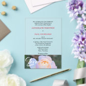 Bruid en bruidegom Pastel Pink Rose Love Clear Acryl Uitnodigingen (Insitu (Huwelijk))