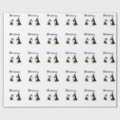 Bruid en bruidegom Penguin Wedding Wrapping Paper Cadeaupapier (Vlak)